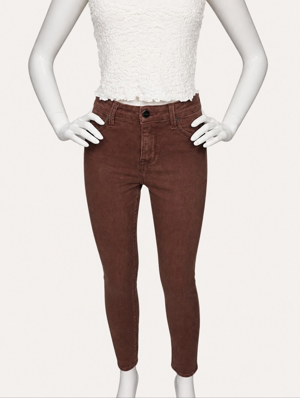 NWT Risen Espresso High Rise Skinny Jeans Size 1/25 Brown Stretch